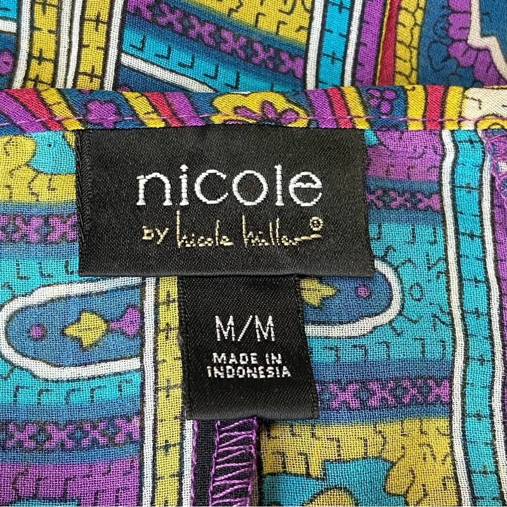 3/$20 NICOLE BY NICOLE MILLER Blouse Paisley Mandala Print 3/4 Sleeve Top Medium